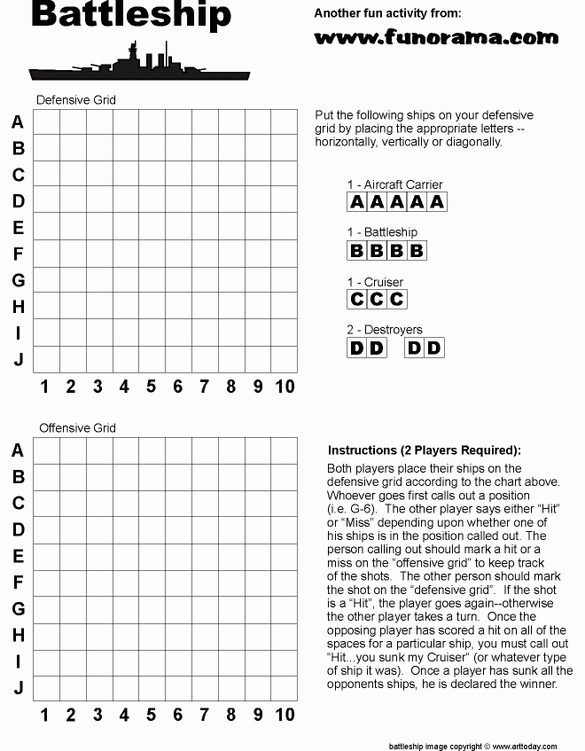 Battleship Grid Battleship Paper Games Substitute Lesson Plan