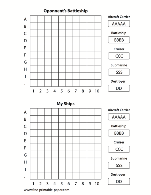 Battleship Printable Printable Battleship Game Free Printable Paper