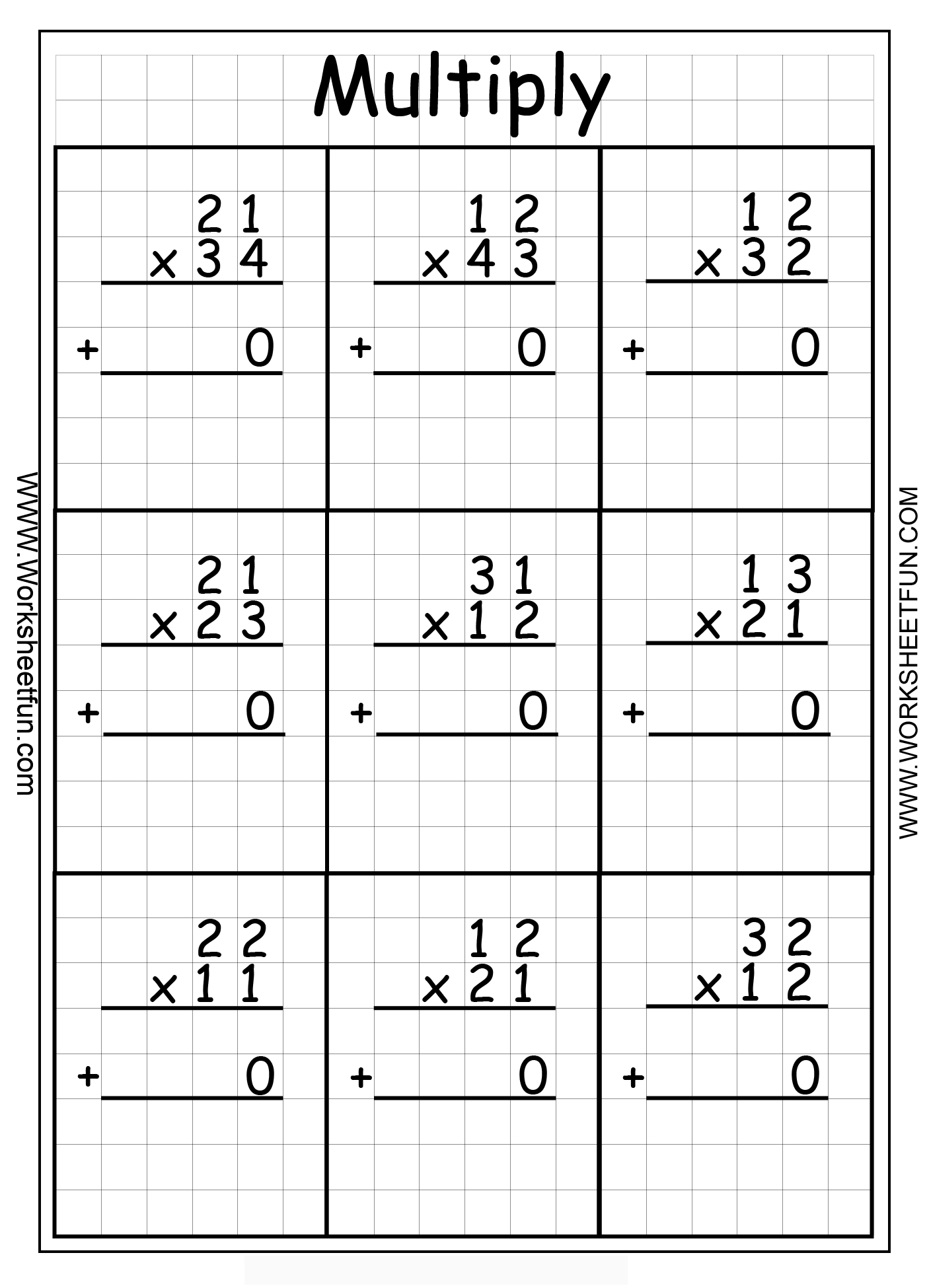 Multiplication Worksheets On Grid Paper PrintableMultiplication