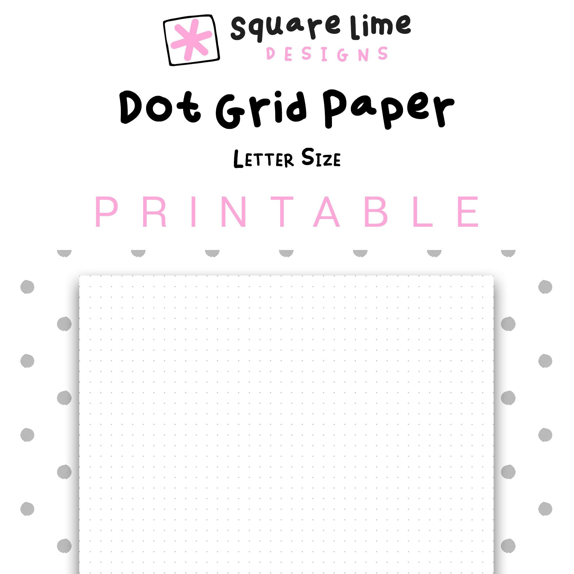 Printable Dot Grid Paper Letter Size Dotted Paper Bullet Etsy