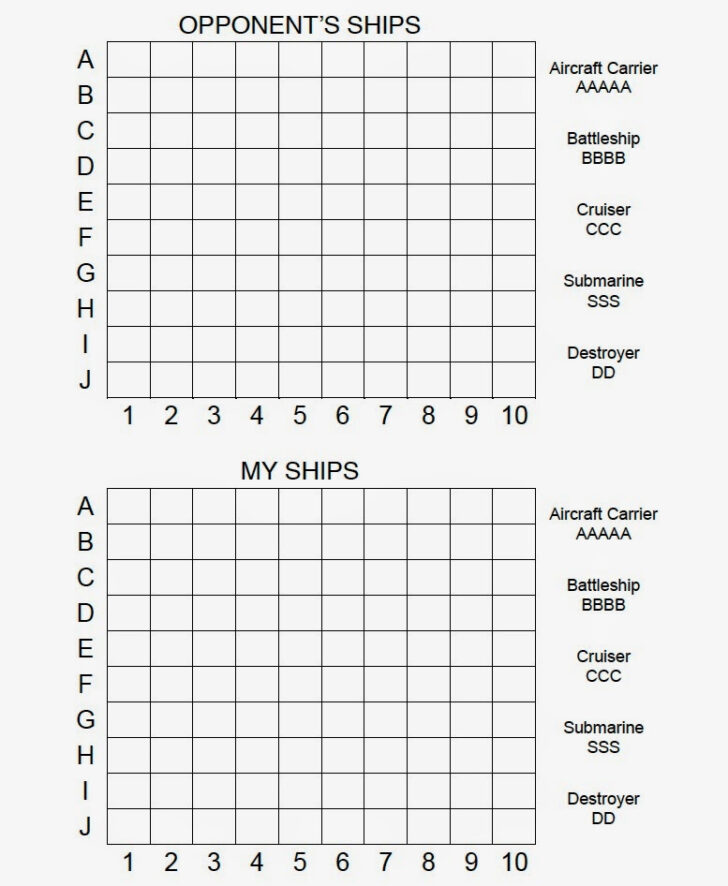 Battleship Grid Paper Printable