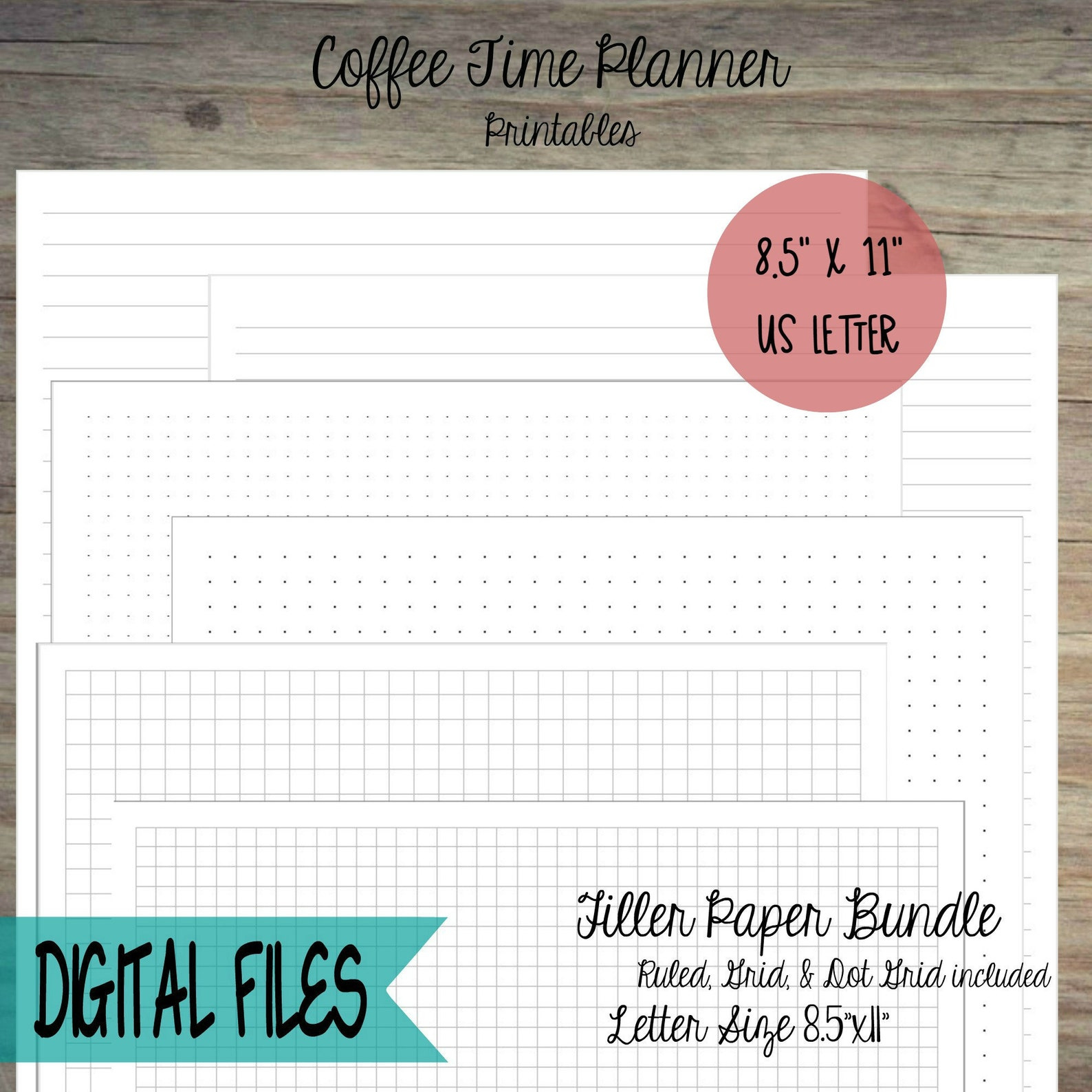 US Letter Size Filler Paper Bundle Square Grid Dot Grid Etsy