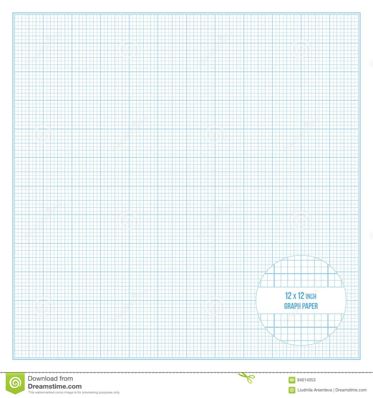 Vector Printable Graph Paper 12x12 Inch Size Stock Vector 