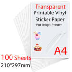 10/30/50/100Sheets A4 Transparent Printable Vinyl Sticker Paper Waterproof  Self Adhesive Paper For For Inkjet Printer Diy Label   Aliexpress Inside Self Adhesive Printable Paper
