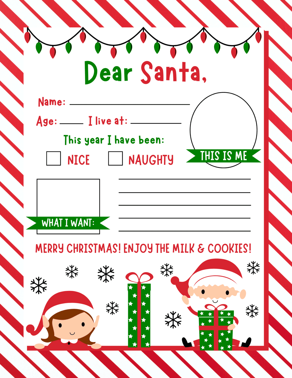 10 Free Printable Letters To Santa Templates - Prudent Penny Pincher inside Printable Paper For Santa Letter