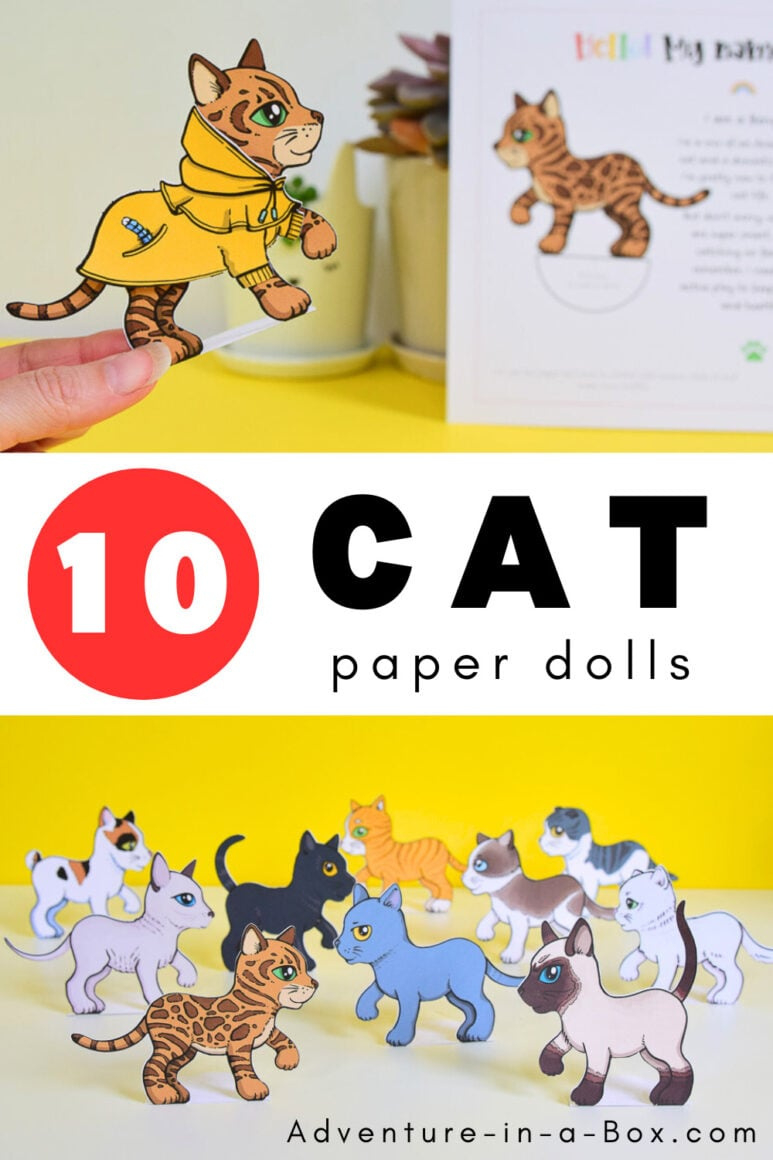 10 Printable Cat Paper Dolls regarding Printable Paper Doll Animals