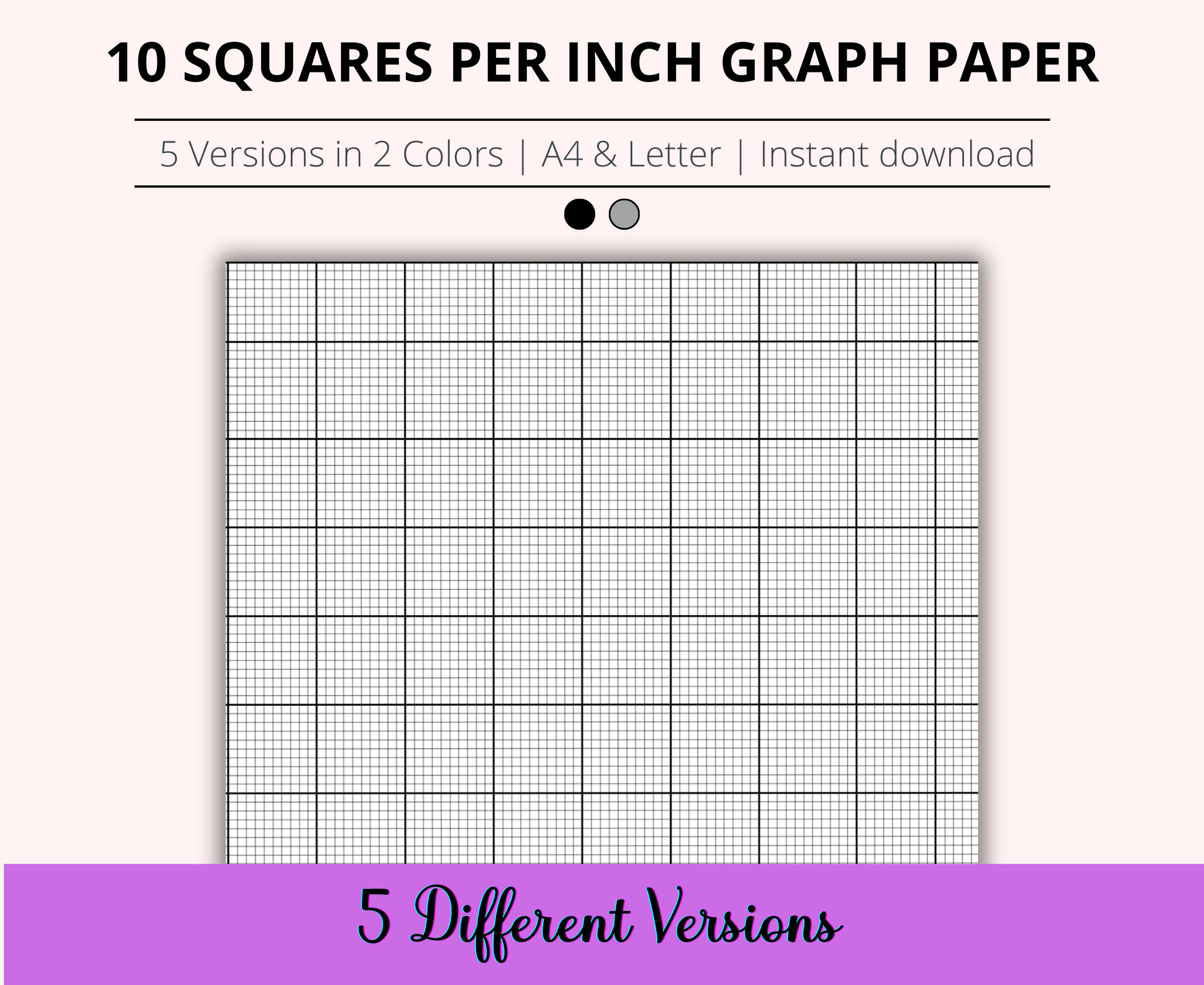 10 Squares Per Inch Graph Paper Bundle, Printable Cross Stitch for Printable Graph Paper 10 Lines Per Inch