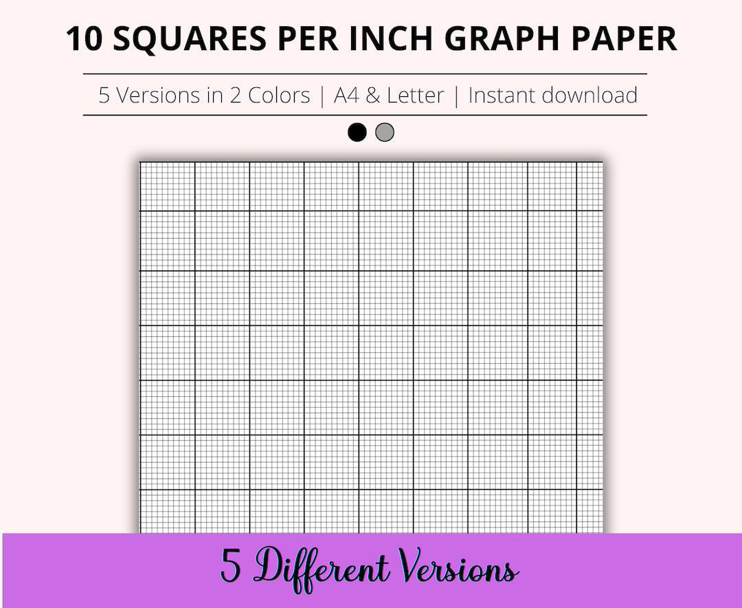 10 Squares Per Inch Graph Paper Bundle, Printable Cross Stitch in 10 Squares Per Inch Graph Paper Printable
