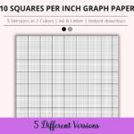 10 Squares Per Inch Graph Paper Bundle, Printable Cross Stitch With Regard To Graph Paper Printable 10 Squares Per Inch
