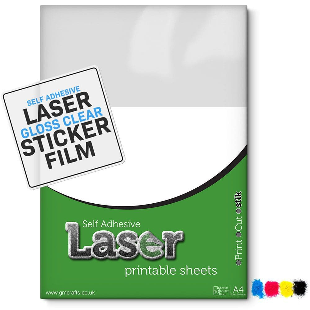 10 X Self Adhesive A4 Laser Printable Gloss Clear Plastic Film pertaining to Self Adhesive Printable Paper