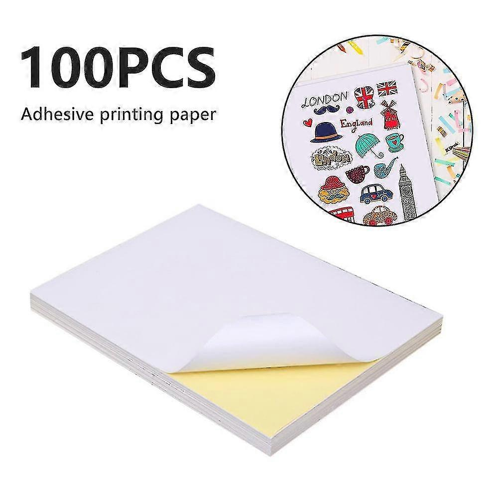100Pcs Waterproof Vinyl Sticker Paper, Glossy Vinyl Sticker Paper, Printable Vinyl Sticker Paper For Inkjet Printer, Matte White with Printable Vinyl Sticker Paper Waterproof