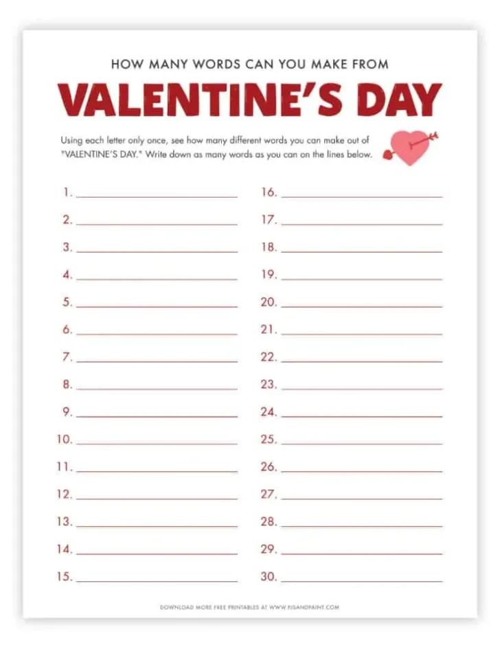 Valentines Day Printable Paper