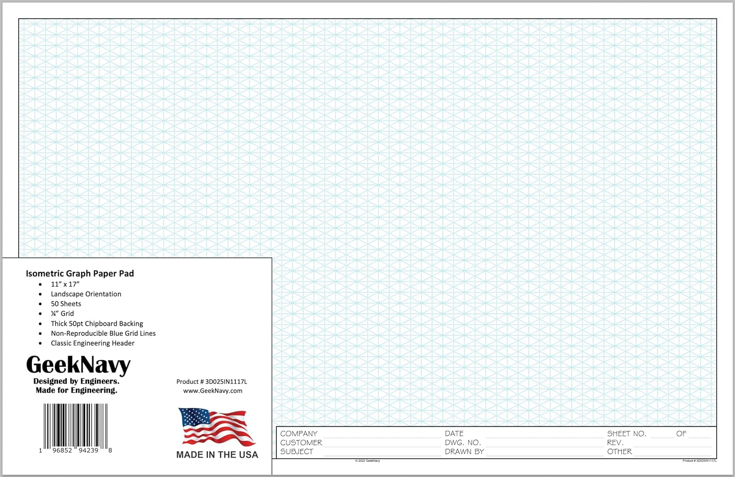 11X17 Isometric Grid Pad 50-Sheet 11X17 Isometric Graph Paper Pad for Printable 11X17 Isometric Graph Paper