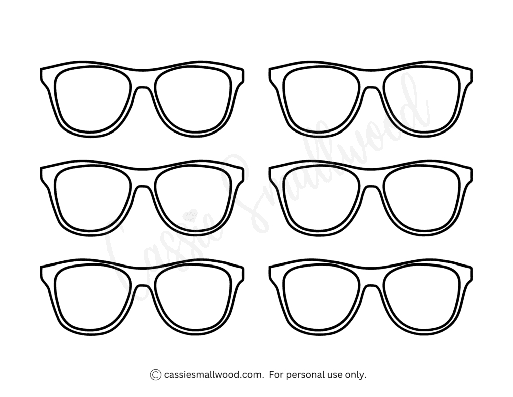12 Glasses Templates (Sunglasses And Eyeglasses) - Cassie Smallwood inside Free Printable Paper Glasses Template