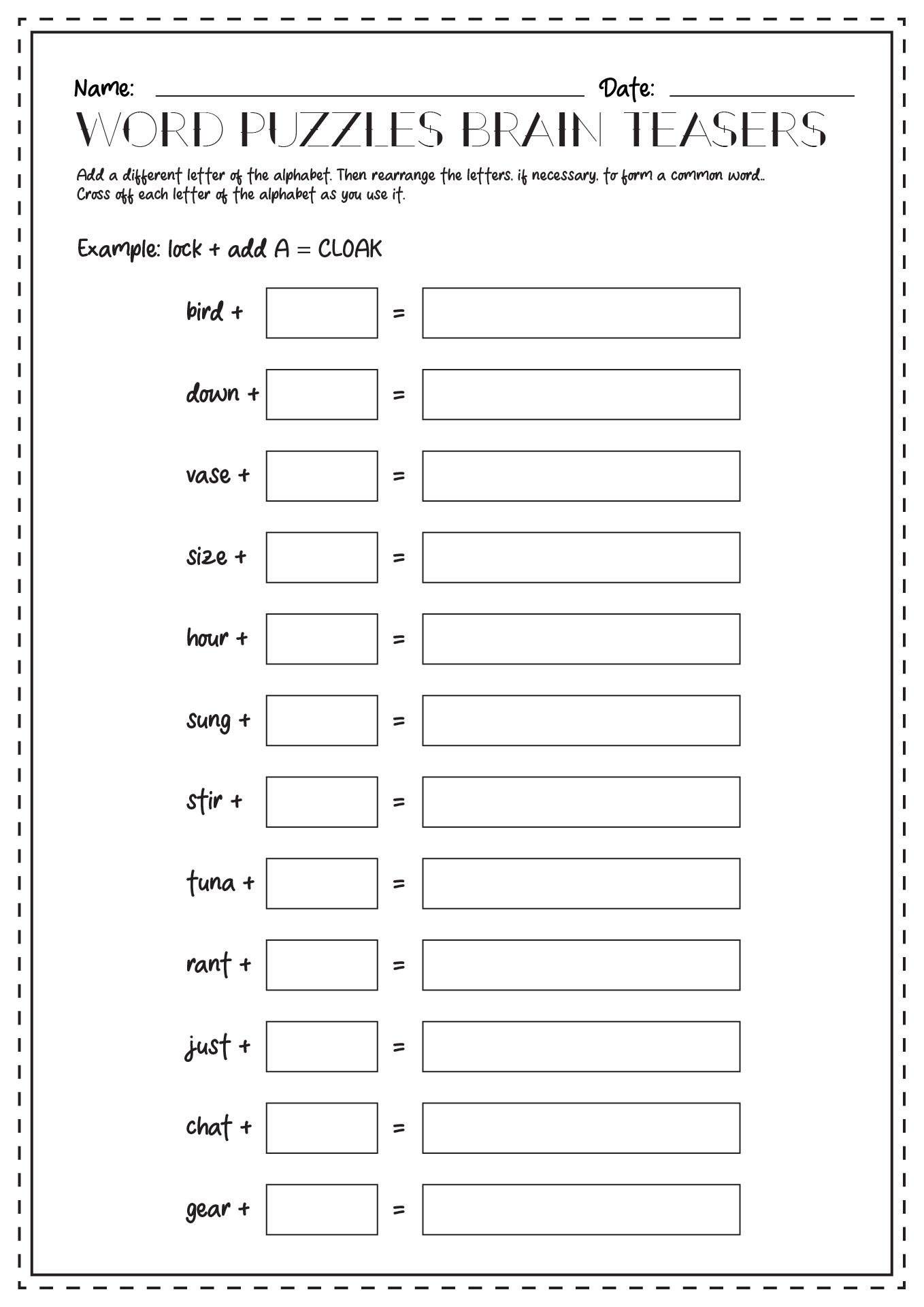 12 Printable Brain Teaser Worksheets - Free Pdf At Worksheeto for Brain Teaser Printable Paper Games For Adults