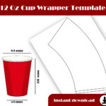 12Oz Cup Wrapper Template 8.5X11 Sheet Printable With Regard To Printable Paper Cup Template