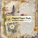 18 Wildblumen Und Spitzenpapiere, 12 X 12 Digital Paper Pack, Junk Regarding Printable Paper Pack