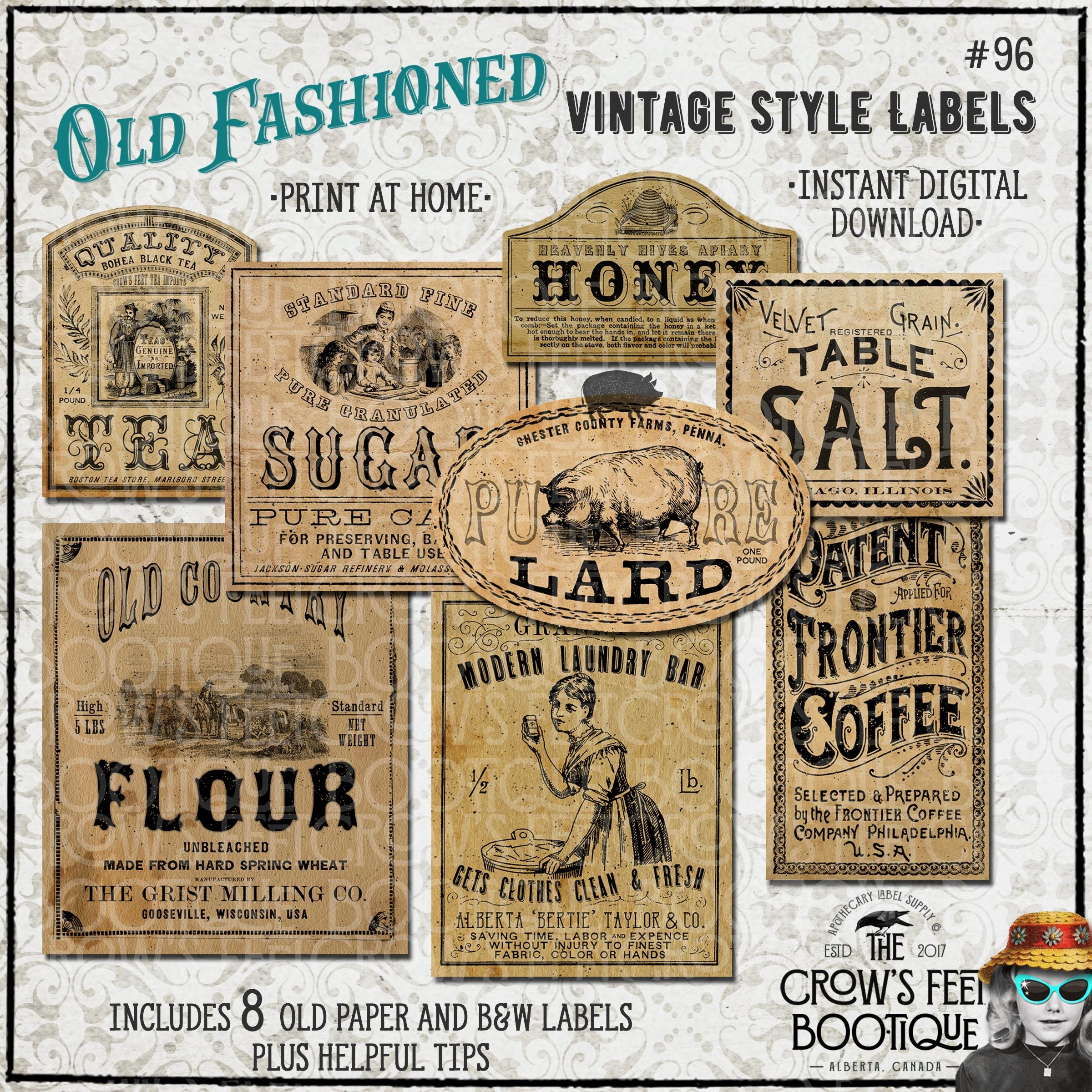 1800&amp;#039;S Primitive Style Labels #96, Printable - Etsy with regard to Printable Paper Labels