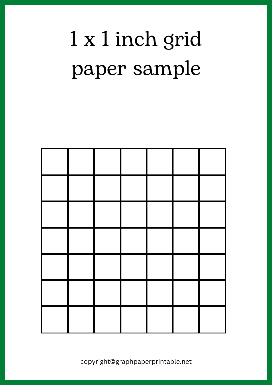 1X1 Inch Grid Paper Sample Download Printable Pdf | Templateroller in 1x1 Grid Paper Printable