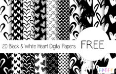 20 Free Black And White Heart Digital Papers - Free Pretty Things for Black And White Printable Paper