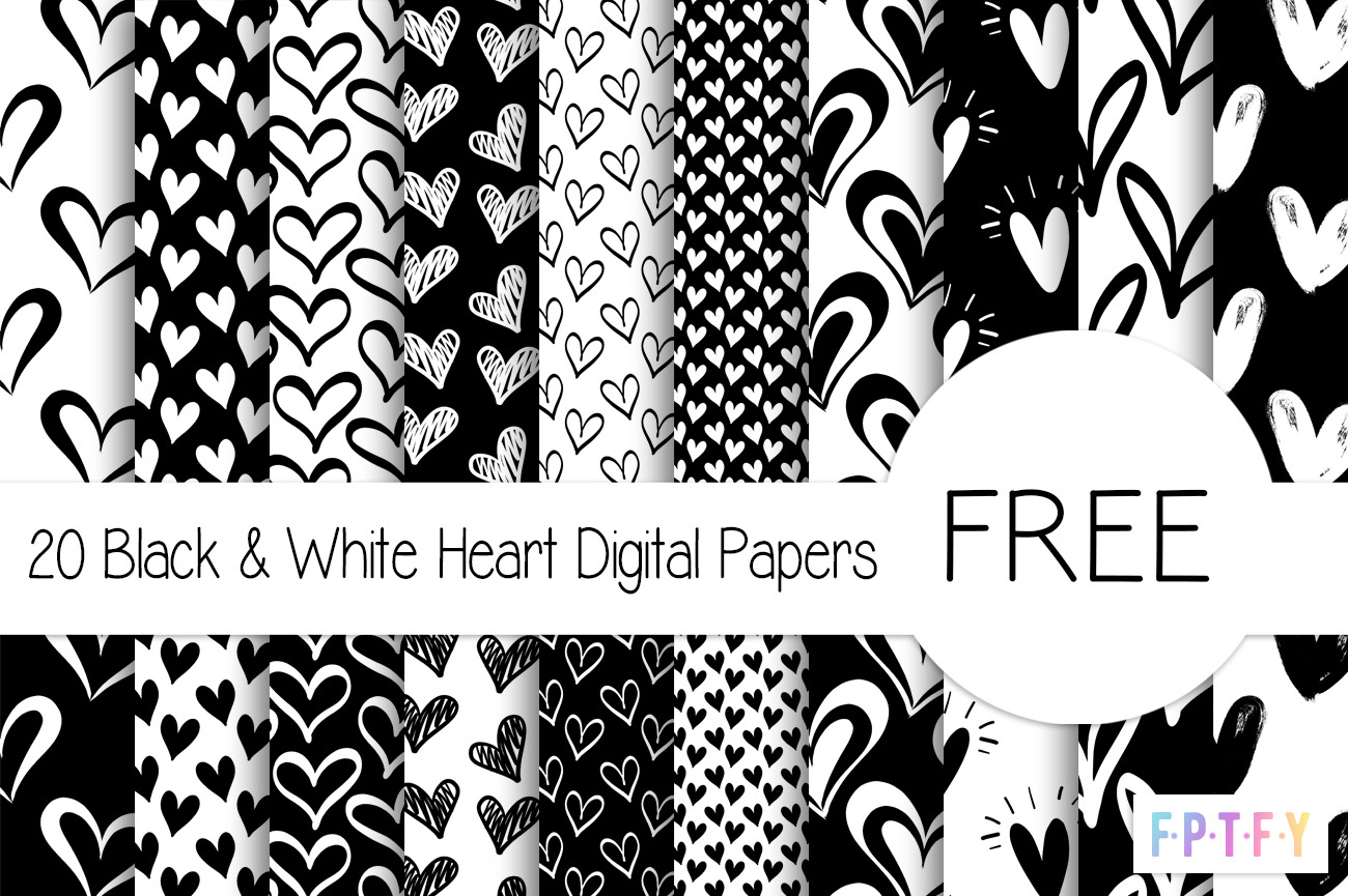 20 Free Black And White Heart Digital Papers - Free Pretty Things for Black And White Printable Paper
