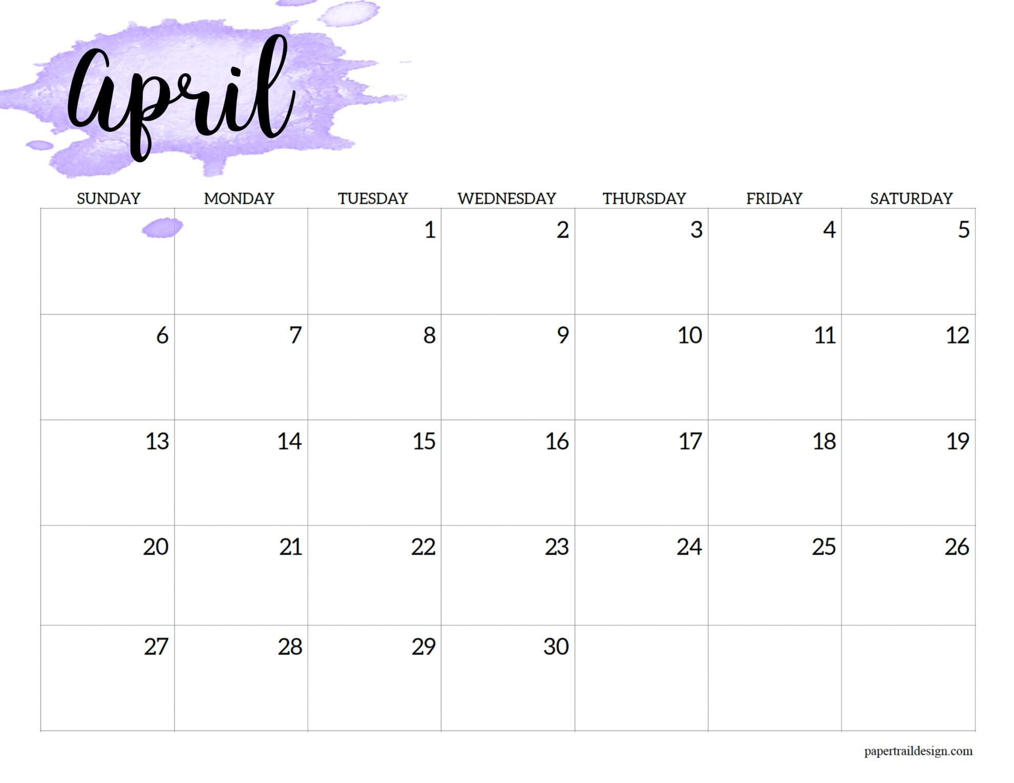 2025 Calendar Printable - Watercolor - Paper Trail Design within 2025 Calendar Printable Paper Trail Design