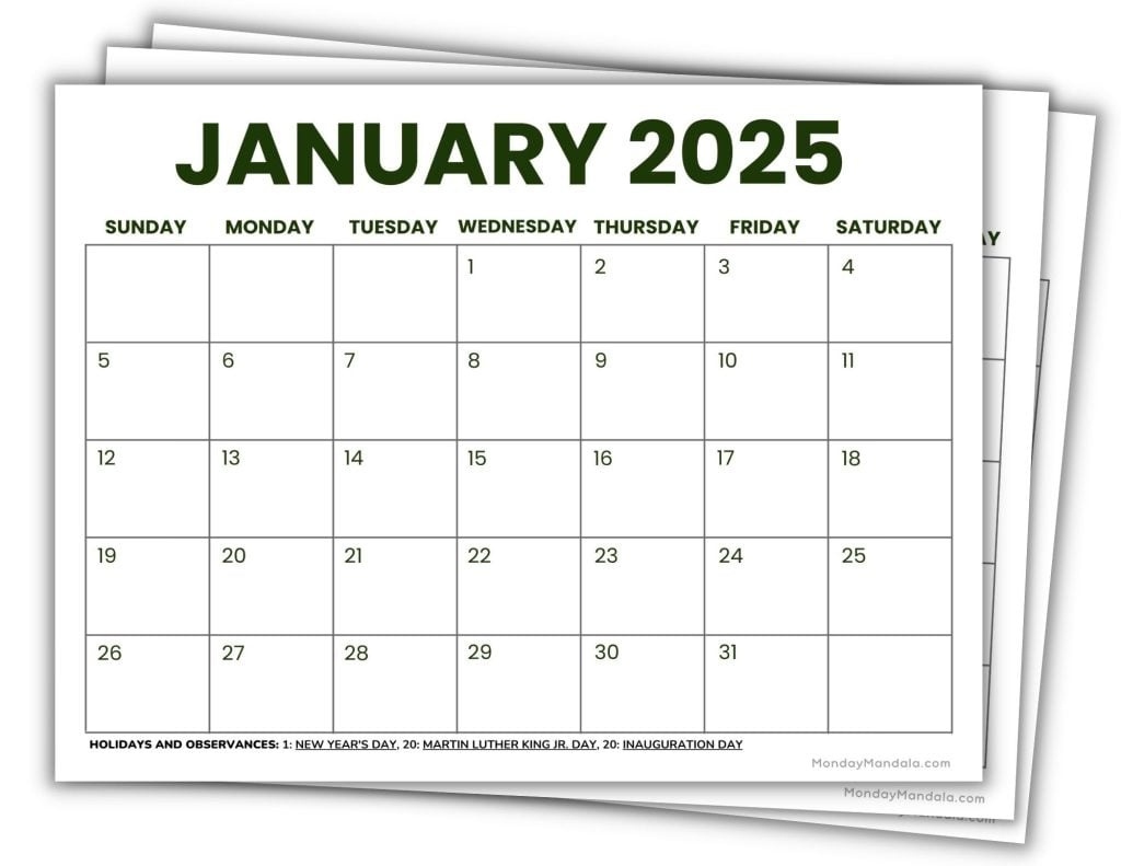 2025 Printable Calendars (56 Free Pdf Printables) with regard to Printable Paper Calendar 2025