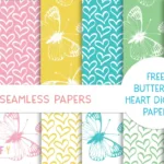 24 Free Butterfly Hearts Digital Paper Pattern   Free Pretty Pertaining To Printable Paper Pattern