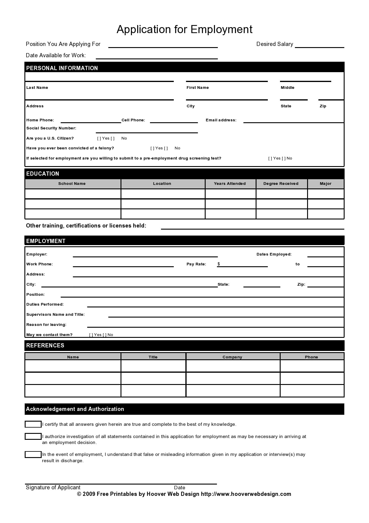 27 Basic Employment Application Templates [Free] in Printable Paper Job Applications