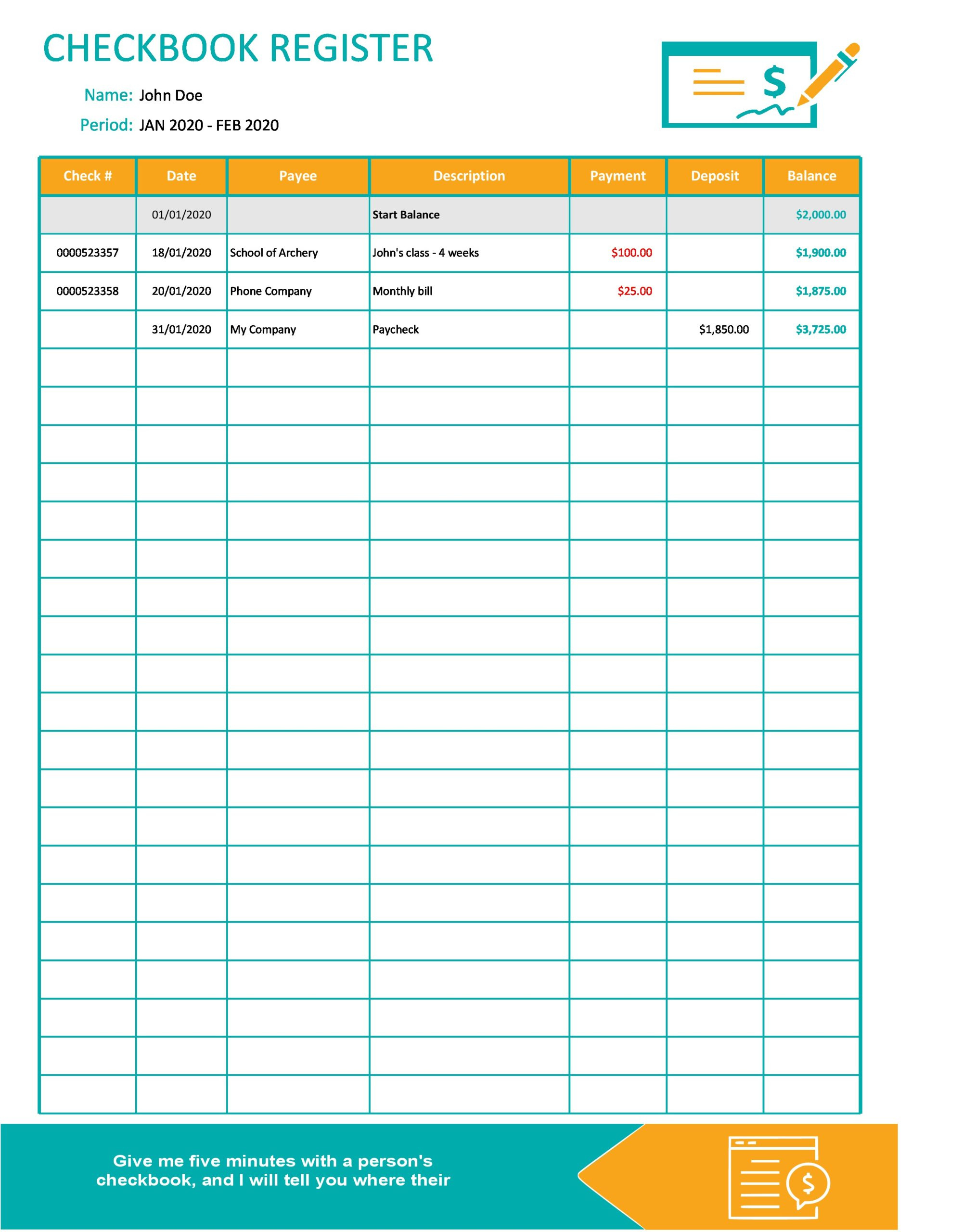 39 Checkbook Register Templates [100% Free, Printable] ᐅ with regard to Printable Paper Net Check Register