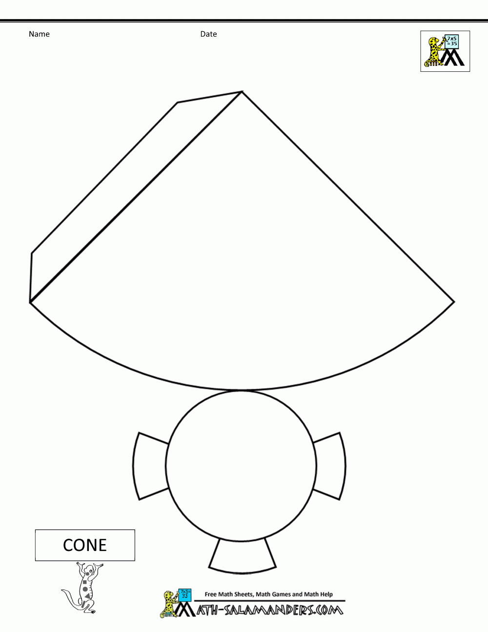 3D Cone Template Lessons, Worksheets And Activities for Printable Paper Cone Template