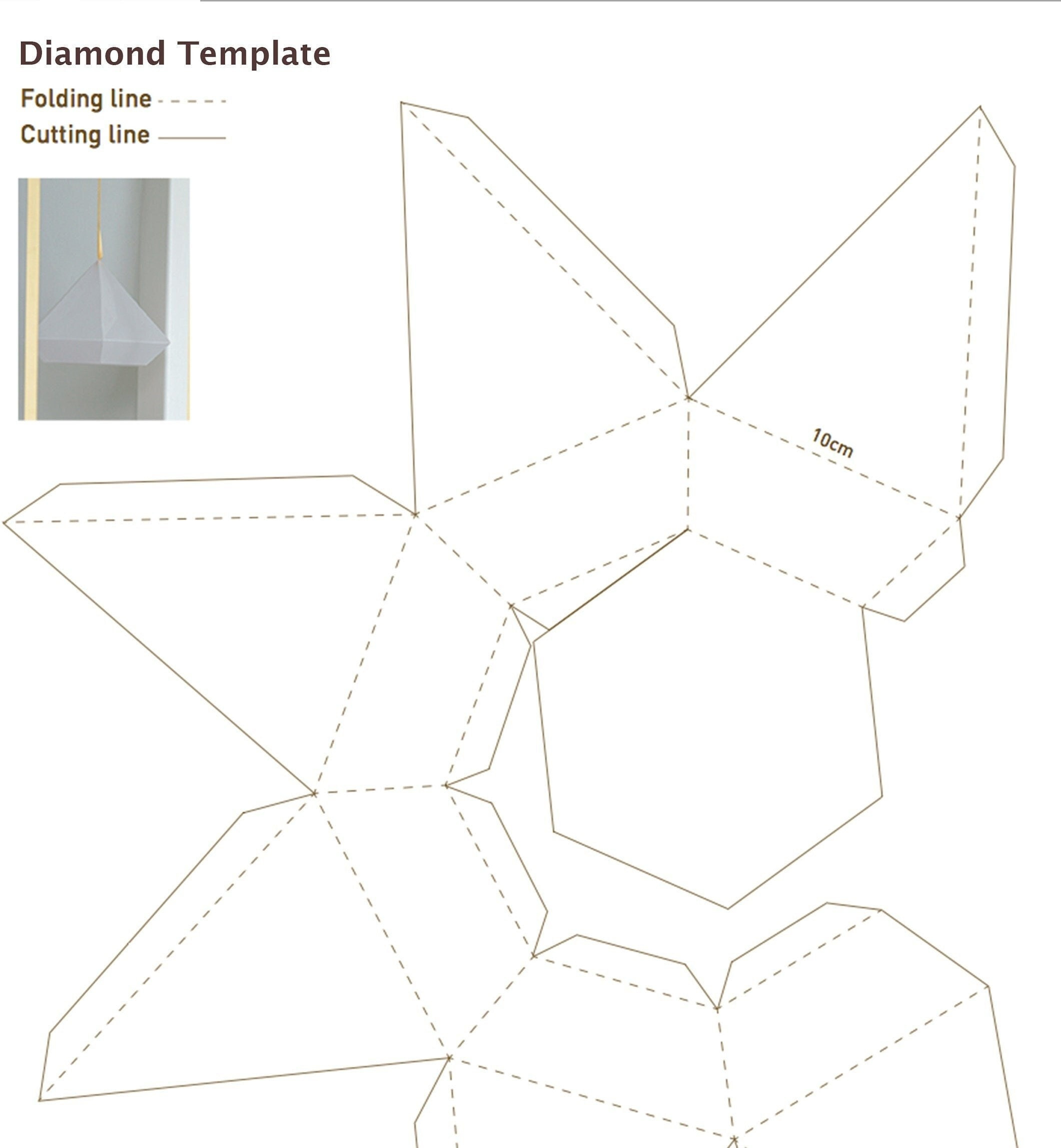 3D Diamond Template Print Colour In Classic Diamond Ornament Shape White A4 Card Print Cut Out Diy Accessories Hanging Diamond Jpg Download inside Printable Paper Diamond Template
