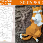 3D Papercraft Cat Template :: Behance Within Printable 3d Paper Animals Templates