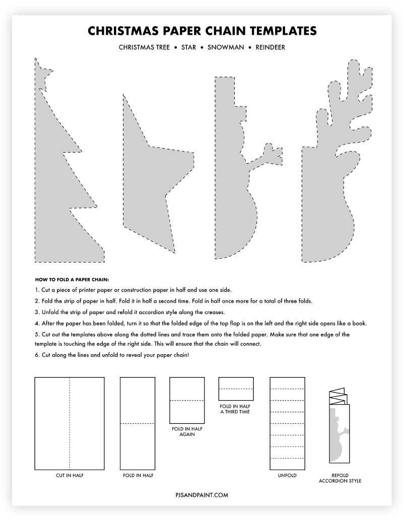 4 Free Printable Christmas Paper Chain Templates - Pjs And Paint in Printable Paper Chains Christmas