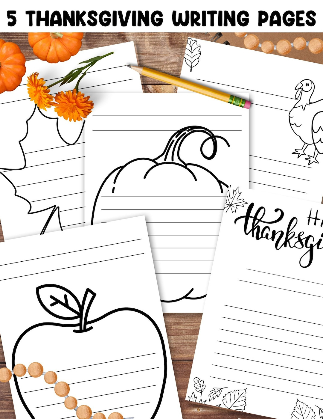 5 Thanksgiving Writing Papers, Lined Paper, Printable Stationery intended for Thanksgiving Printable Paper