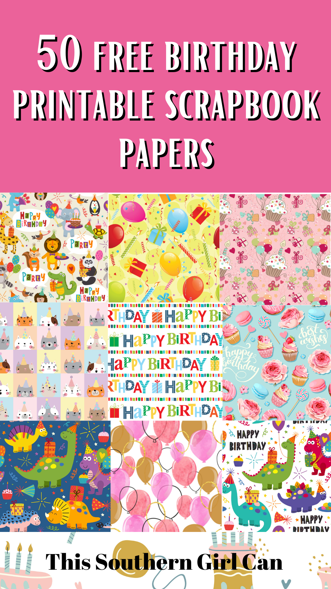 50 Free Printable Birthday Scrapbook Papers regarding Birthday Printable Paper