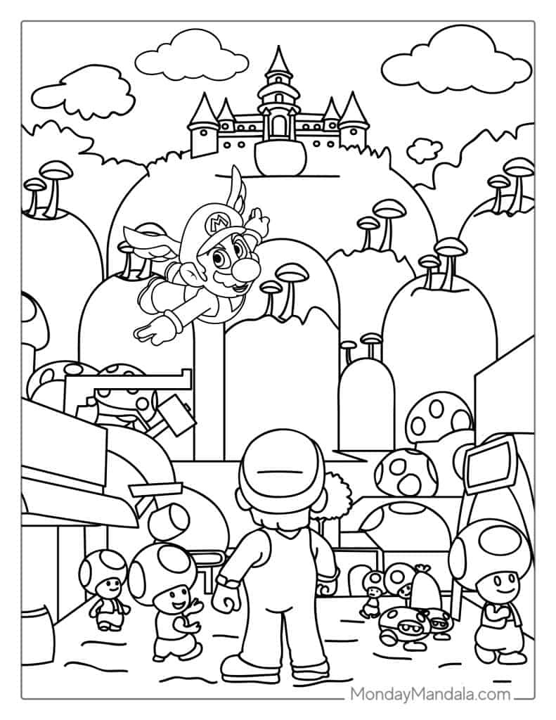 50 Mario Coloring Pages (Free Pdf Printables) within Printable Paper Mario Coloring Page
