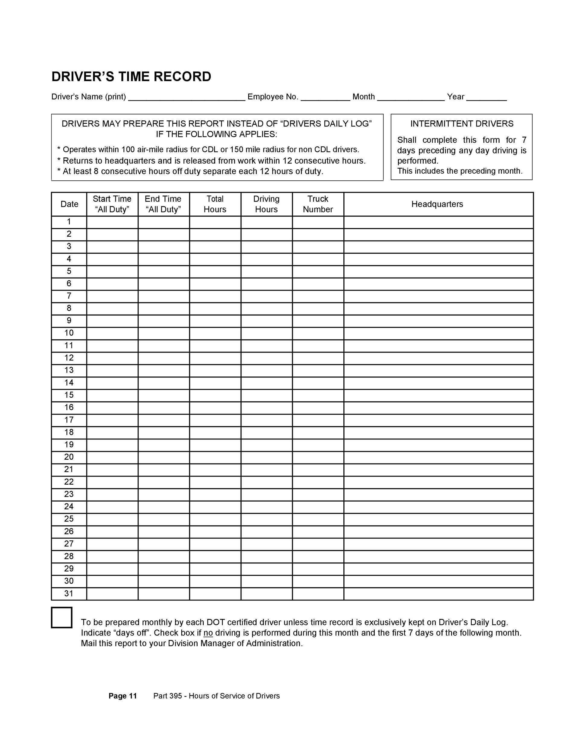 50 Printable Driver&amp;#039;S Daily Log Books [Templates &amp;amp; Examples] within Printable Paper Logs