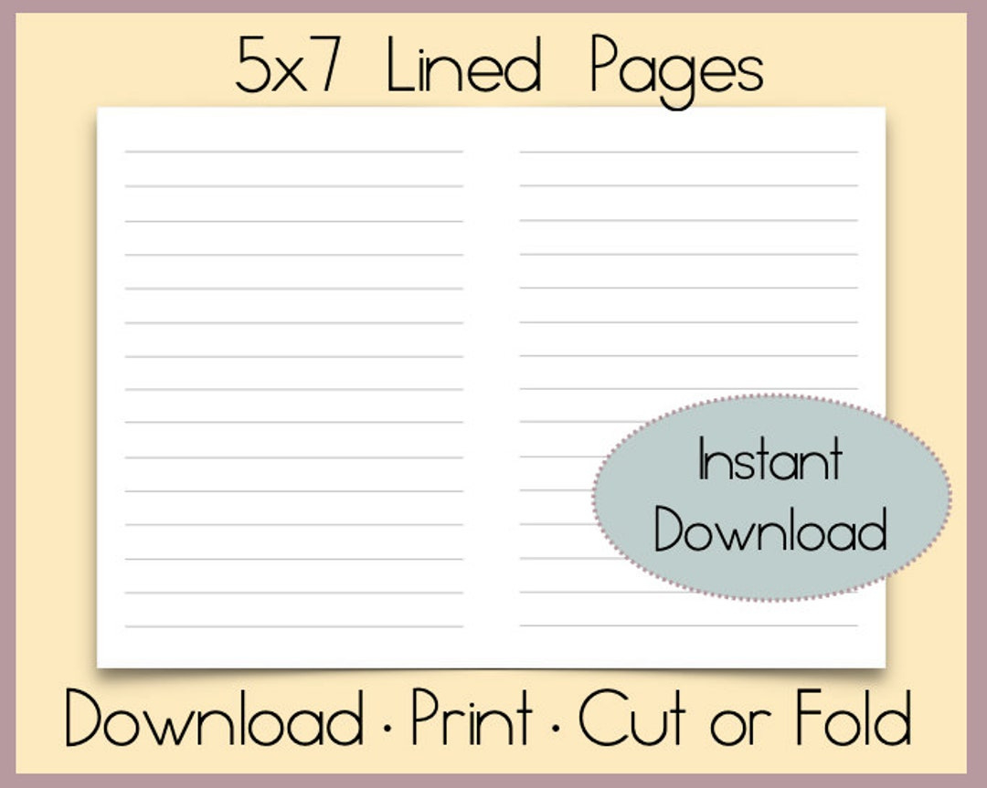 5X7 Lined Paper Digital | Lined Paper Printable | Lined Pages within 5X7 Printable Paper