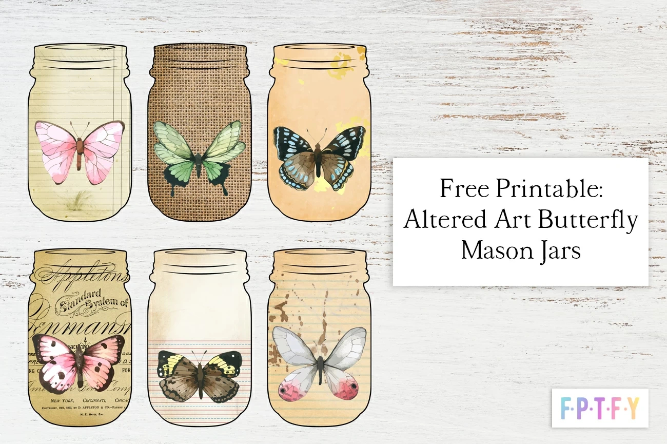 6 Free Printable Altered Art Butterfly Mason Jars - Free Pretty for Printable Paper Jars