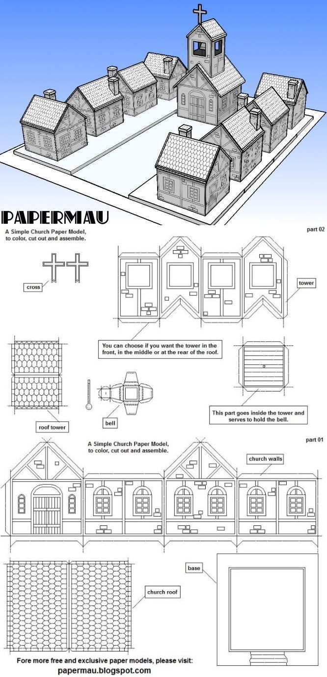 A Simple Church Paper Model To Print, Color, Cut And Assemble regarding Free Printable Paper Church Template