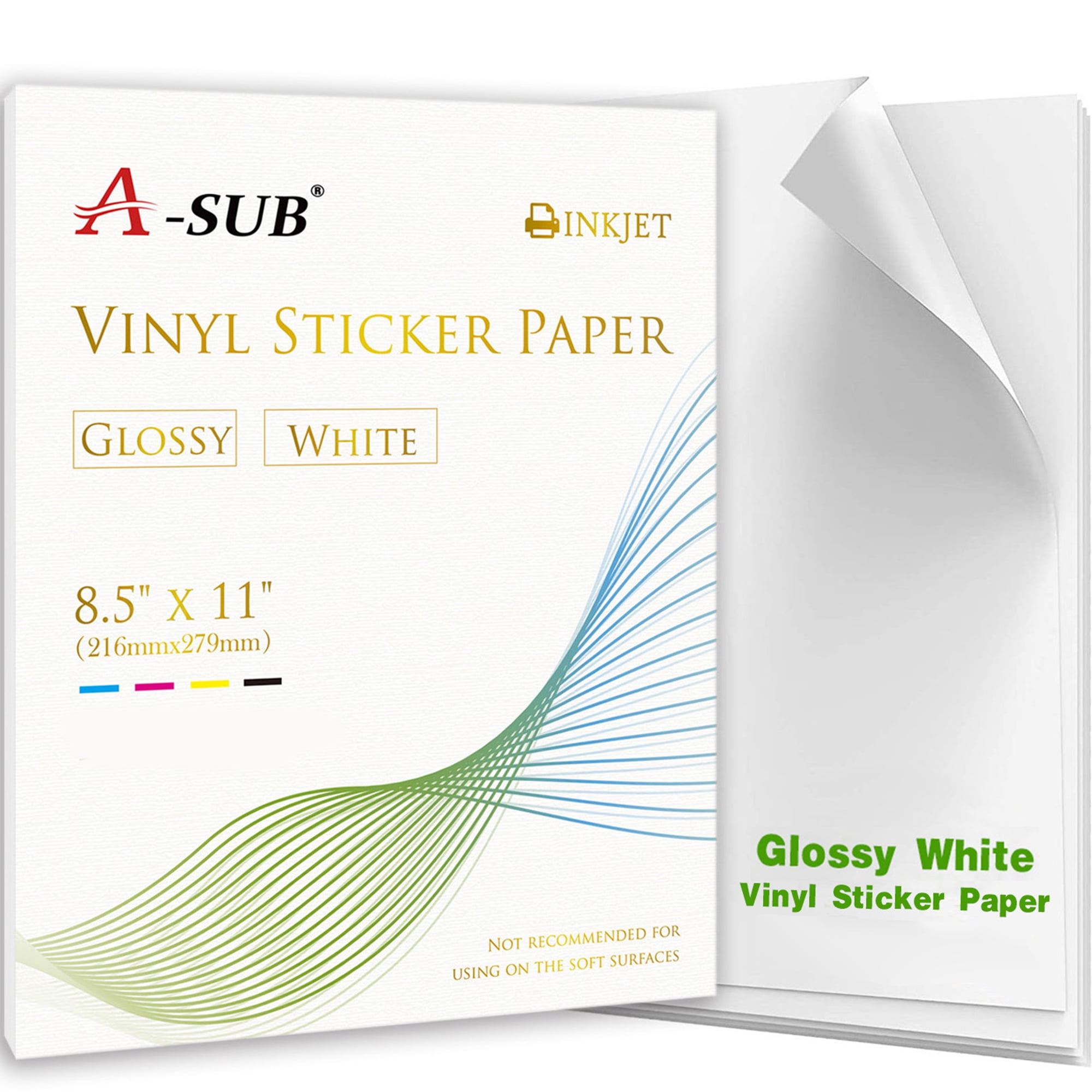 A-Sub Printable Vinyl Sticker Paper 8.5&amp;quot;X11&amp;quot; Waterproof, Glossy White, 50 Ct, For Inkjet Printers pertaining to Printable Vinyl Sticker Paper Near Me
