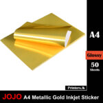 A4 Metallic Gold Inkjet Printable Sticker Sheet 50Pcs @ Printers For Gold Printable Paper