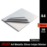 A4 Metallic Silver Inkjet Printable Sticker Sheet 50Pcs @ Printers Intended For Silver Printable Paper