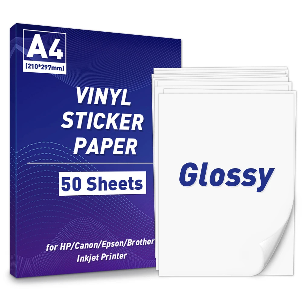 A4 Paper Sheets Adhesive Printable Label Sticker Paper Glossy For Inkjet Printer White Vinyl Label Copy Paper Gift Sticker - Aliexpress throughout Hp Printable Vinyl Sticker Paper