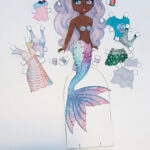 Aa Mermaid Paper Doll Printable Farbig Und Schwarz Weiß   Inc. 6 With Mermaid Printable Paper