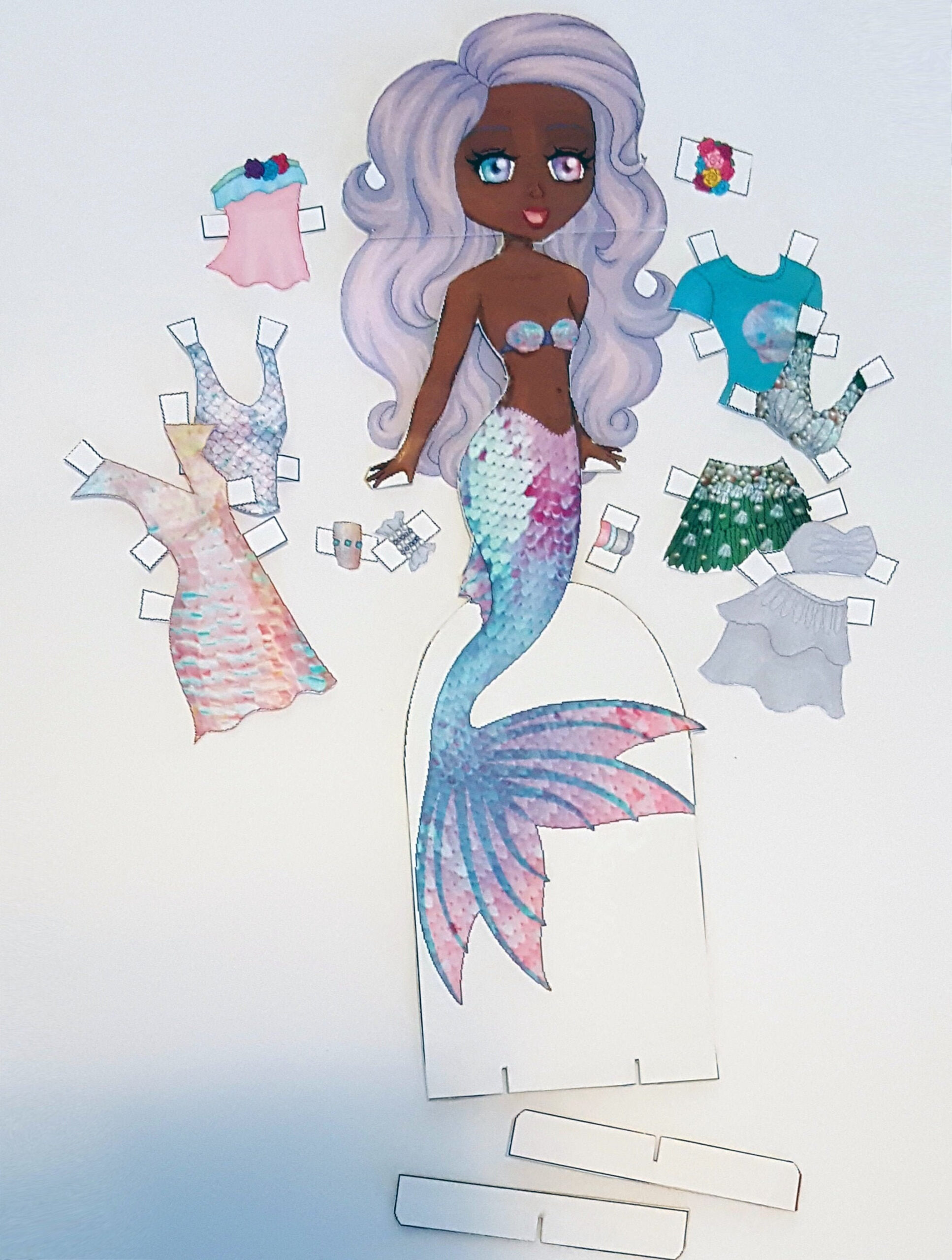Aa Mermaid Paper Doll Printable Farbig Und Schwarz-Weiß - Inc. 6 with Mermaid Printable Paper