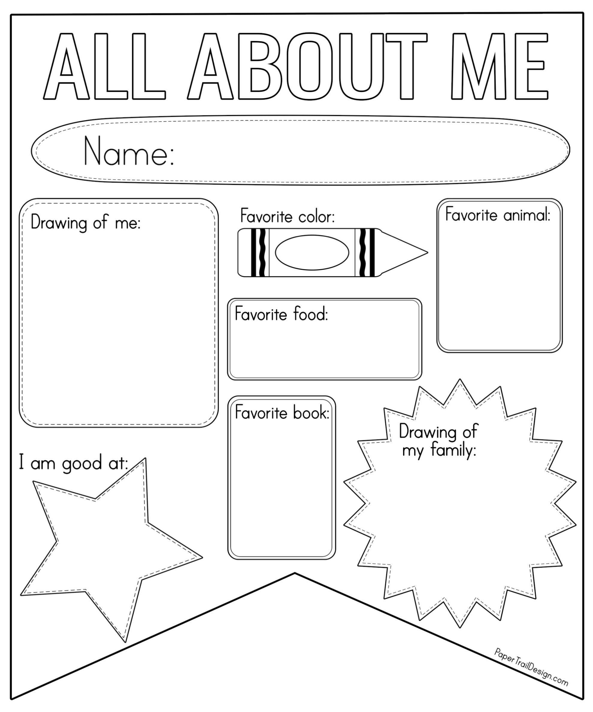 All About Me Worksheet Printable - Paper Trail Design within All About Me Printable Paper