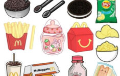 Assortment Of Food Items On White Background in Printable Paper Doll Food