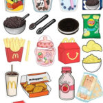 Assortment Of Food Items On White Background Regarding Printable Paper Food
